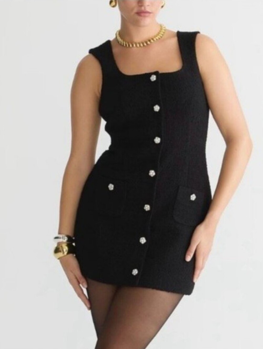 J Crew Sophia sleeveless dress with jewel buttons BV903 Size 10 Black